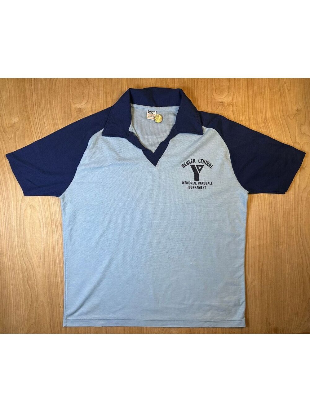 Vintage 70s Denver Central ymca handball tournament polo shirt colorado xlarge